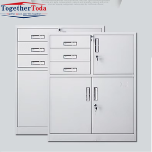 Armoire de classement de bureau en acier à design moderne, mobile, avec plusieurs portes, 3 tiroirs et 4 étagères réglables – Vente en gros usine - Product Image 2