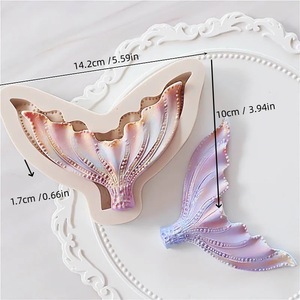 Ocean Themed Fondant Molds Mermaid Tail Starfish Seashell Cake Decorating Silicone Mold Set 10 Pieces Baking <b>Tools</b> - Product Image 4