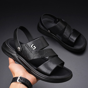 Été Nouveau Style Première Couche Sandales <span class=keywords><strong>en</strong></span> peau de <span class=keywords><strong>mouton</strong></span> Cuir véritable Chaussures de plage décontractées pour hommes Sandales Pantoufles <span class=keywords><strong>en</strong></span> cuir Chaussures pour hommes - Product Image 3