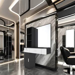 Mueble de Madera Moderno para Salón de Belleza Masculino, Estación de Espejos para Barbería, Exhibidor para Tienda de Peluquería - Product Image 3