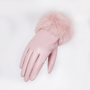 Gants mitaines en cuir véritable pour femmes, mode 2025, hiver, sexy, en cuir de mouton véritable, fourrure de lapin véritable - Product Image 6
