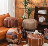 Pouf ottoman en similicuir en forme de citrouille, housse de rangement rembourrable, repose-pieds pour vêtements usagés, jouets, salon, côté canapé, maison
