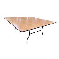 Table pliante carrée en contreplaqué 183x183cm - Design moderne et durable pour la restauration et l'hôtellerie