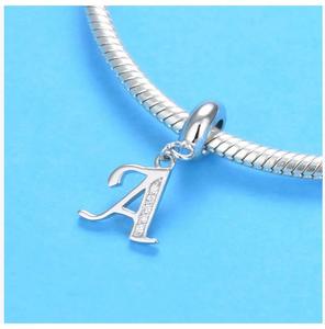 S925 Sterling Silver Thư Mặt Dây Chuyền Vòng Đeo Tay Vòng <span class=keywords><strong>C</strong></span>ổ Mặt Dây Chuyền <span class=keywords><strong>B</strong></span>ạch Kim Tiếng Anh Thư Đầu Tiên Hạt Phụ Kiện - Product Image 2