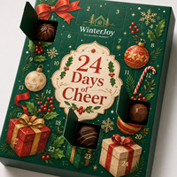 Caja de Calendario de Adviento de Chocolate Vacía con Impresión Personalizada, Empaque de Regalo para el Cuenta Regresivo de Navidad de 24 Días