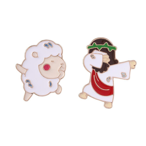 Swag Dancing Jesus Little Sheep esmalte Pins lindo feliz Animal broches mujeres hombres Jeans abrigo solapa Pin insignias joyería regalo nuevo - Product Image 5