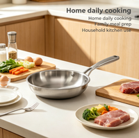 Poêle à frire et wok en acier inoxydable 3 couches de qualité supérieure, finition miroir non revêtue, compatible induction pour cuisine