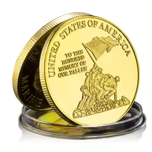 Moeda colecionável banhada a ouro para lembrancinhas dos Estados Unidos da América, a memória honrada de nossa moeda comemorativa caída