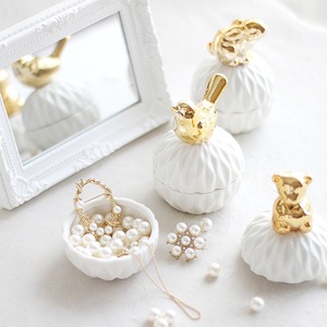 Nordic Golden <strong>Ceramic</strong> Animal <strong>Jewelry</strong> Storage <strong>Box</strong> Necklace Ring Earrings Makeup Mini Desktop Makyaj Organizer - Product Image 1