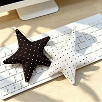 Porte-clés en peluche style Ins à pois, en tissu, avec cœurs et étoiles, breloque pour sac à dos féminin, vente en gros