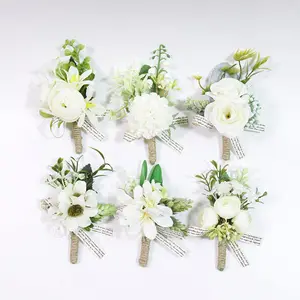 Awedding OEM gül bilek korsage erkekler için Boutonniere Set düğün çiçekler aksesuarları balo elbise süslemeleri