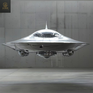 نحت تمثال <span class=keywords><strong>UFO</strong></span> حديث في الهواء الطلق الأكثر مبيعًا معدن الفولاذ المقاوم للصدأ مع طلاء أنيق مرآة النهاية - Product Image 6