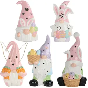 各种陶瓷复活节精灵兔子空心发光摆件春季矮兔摆件复活节侏儒LED陶瓷工艺