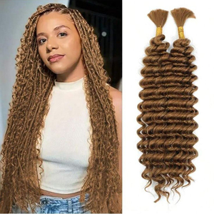 Virgin Brazilian Water <span class=keywords><strong>Wave</strong></span> Jerry Curly Boho Curls 100% Remy Bulk Cabello humano trenzado Single Weft Kinky Deep <span class=keywords><strong>Wave</strong></span> al por mayor - Product Image 4