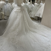 DW0067 robe de mariée princesse moderne avec broderie en dentelle Illusal manches bouffantes chérie cou robe de bal chapelle train nouveau design