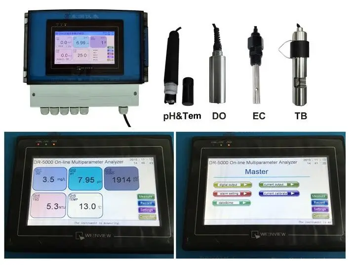WIFI 스마트 온라인 pH ORP가 있는 다중 파라미터 수질 측정기 센서 EC TDS do COD 탁도 암모니아 질산염 RS485
