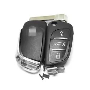 Peugeot 2 Buttons Flip Remote Key Cover with Battery Holder Modified