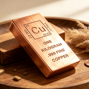 Barra de Cobre Puro de 1 Kilogramo, .999, Grabada con Láser, para Inversión y Colección - Product Image 6