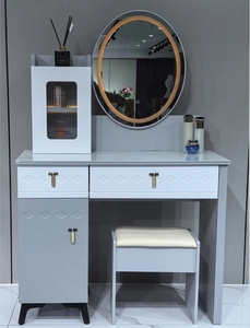 Modern Simple Bedroom Furniture Makeup <b>Dressing</b> <b>Table</b> <b>With</b> LED Light Mirror Multi <b>Storage</b> Drawers - Product Image 3
