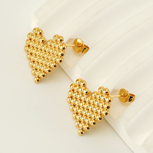 Zogxin Geometric <b>Titanium</b> Steel <b>Stud</b> Earrings Gold Square Heart Shape For Women Fashion Jewelry Gift - Product Image 4