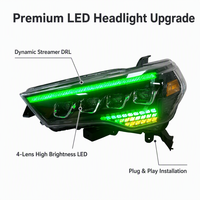 Projecteurs avant à LED RGB Quad avec animation de démarrage Demon Eye, DRL séquentiels et clignotants dynamiques pour Toyota 4Runner 2014-2024