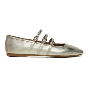 Material de metal zapatos planos Mary Jane tacón bajo bailarina chica zapatos damas zapatos casuales moda brogues comodidad Sandalias planas