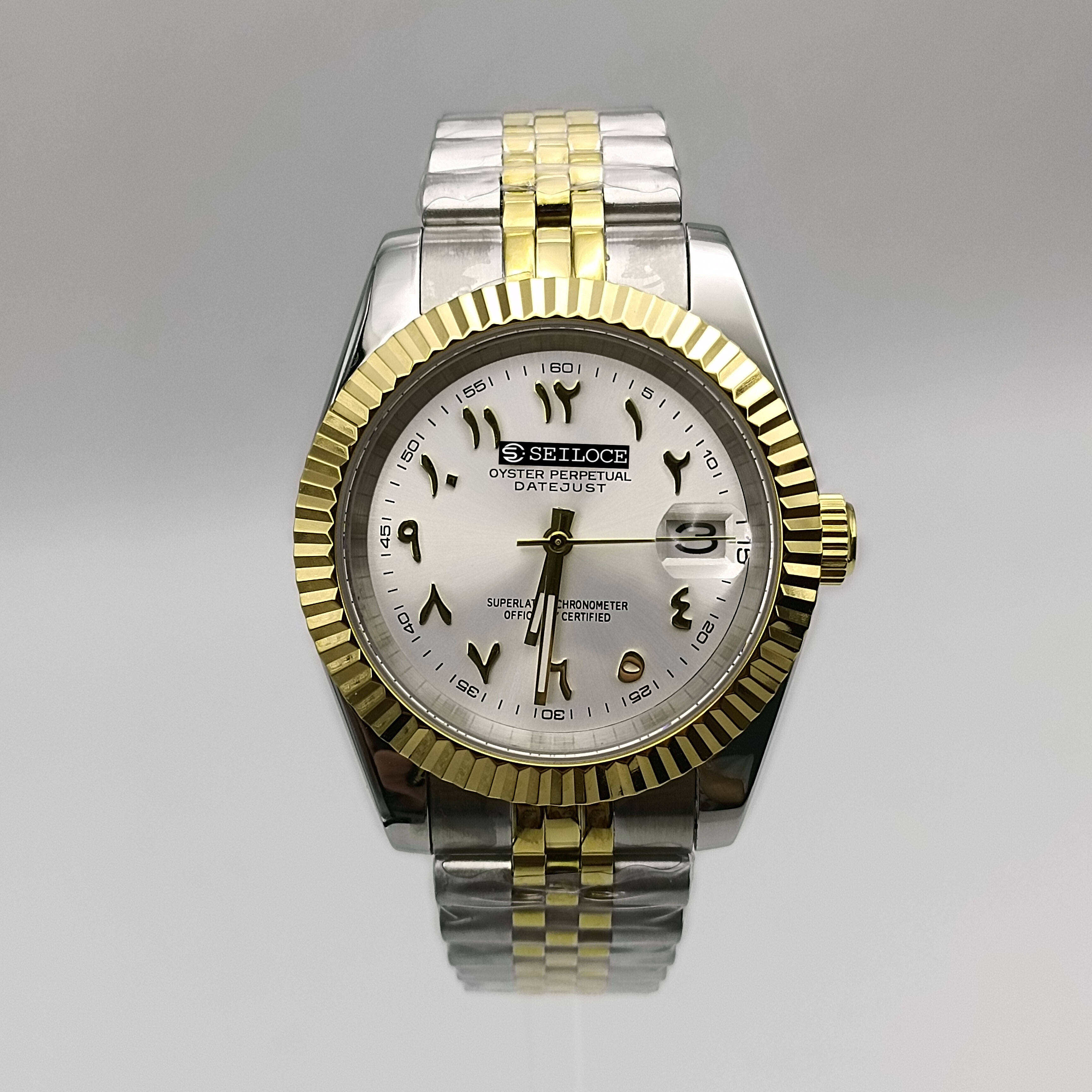 Gold Silver Case+White Dial