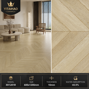 Carreaux de sol en céramique imitation bois à motif chevrons modernes, résistants à l'usure, pour chambre et salle de bain, 600x1200mm, vente en gros - Product Image 1