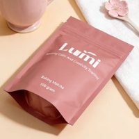 Sachet Doypack en plastique refermable imprimé sur mesure 100g avec fermeture éclair pour poudre de Matcha et Hojicha