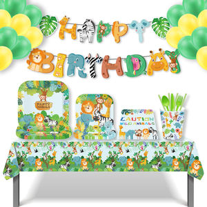 Huancai fournitures de fête animaux sauvages <span class=keywords><strong>jungle</strong></span> safari assiettes en <span class=keywords><strong>papier</strong></span> tasses serviettes jetables ensemble de vaisselle pour enfants décor d'anniversaire - Product Image 1