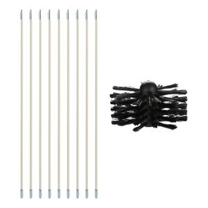 Kit de brosse de nettoyage de cheminée 9 pièces pôles avec tête de brosse en nylon ensemble de nettoyage de conduit de conduit Kit de balayage de cheminée brosses de cheminée flexibles - Product Image 2