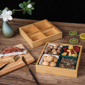 Caja de Almacenamiento de Madera de Bambú Rectangular Multifuncional, Caja de Regalo para Bodas, Bandeja para Frutos Secos, Plato de Madera Maciza para Cacahuetes - Product Image 2