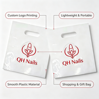 Sac de courses en PE découpé sur mesure avec logo, à poignée annulaire à quatre doigts, recyclable, impression offset, vente en gros