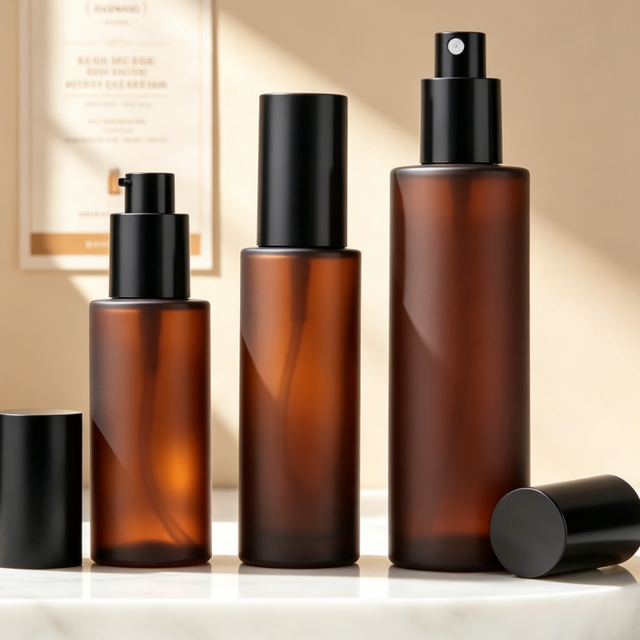 Empty Glass Lotion Pump Bottle Refillable Cosmetic Liquid Container for Skincare Body Lotion Shampoo Packaging