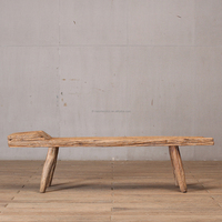 Banc en bois d'orme massif recyclé, fait main, écologique et durable, style Wabi-Sabi, design traditionnel, pour chambre, ferme ou hall.