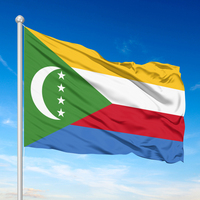 Produit promotionnel en vente flash, drapeau des Comores 3x5 pieds, 100% polyester, drapeau des Comores décoratif d'extérieur, double face, personnalisé