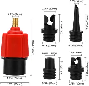 Adaptateur de pompe SUP Convertisseur de soupape de gaz de compresseur avec 4 buses de soupape d'air pour bateau et planche à pagaie