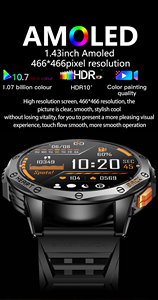 OEM Logo K67 GPS montre intelligente pour hommes 466*466 AMOLED boussole lampe de poche LED BT Appel Sommeil Tracker Email Calendrier Sport Poignet - Product Image 2