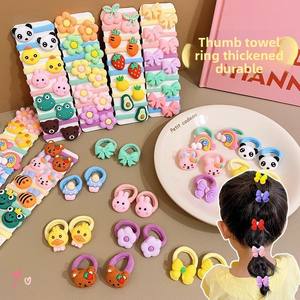 10 шт./упак. Детские резинки для волос из высокоэластичной ткани с милыми цветами и фруктами, в европейско-американском стиле, для девочек - Product Image 5