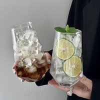 Tasse en verre borosilicate de haute qualité, style Ins, en forme de losange, populaire auprès des restaurants, pour thé aux fruits, soda et boissons froides