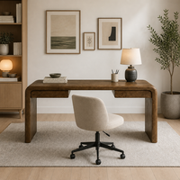 Bureau moderne en bois de palissandre en forme de U avec 2 tiroirs, bureau de luxe pour bureau à domicile, bureau contemporain en cascade pour maison et hôtel
