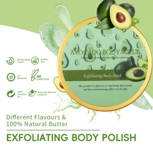 100% Organic Avocado Sugar Whitening Body Scrub Wholesale Private Label Exfoliating Body Scrub For Face And Body