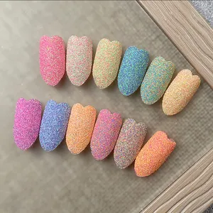 OEM Matte Colour ful Candy Granuliertes Sand zucker pulver 12 Farben Glitter Nagel pulver Acryl pulver für Nägel