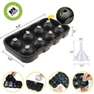 Moule à glaçons sphériques en silicone innovant, réutilisable, flexible, anti-adhésif et étanche, pour 8 boules - Product Image 1