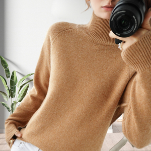 Suéter de cuello alto grueso coreano para mujer, holgado, de manga larga, a la moda, precio mayorista - Product Image 3