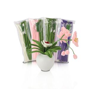 4 Color Phalaenopsis Orchid Pipe Cleaner Bouquet <b>Kit</b> DIY Modern Event Party Supplies Elegant Floral Arrangement Long Lasting - Product Image 1