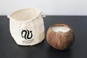 Bougie naturelle de noix de coco parfumée, 28 ml, décorative, en coquille de noix de coco écologique
