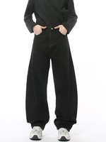 Jean Baggy Homme Jambe Large Décontracté Machette Effet Relief Délavé Jean Droit Homme Coton Denim Mi-Hauteur