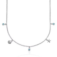 Collier de plage fin personnalisé Maimang, plaqué or 18 carats, argent sterling 925, coquillage turquoise, étoile de mer, bord de mer, pour femmes