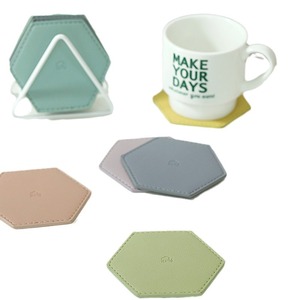 Hexagon <b>Silicone</b> Coasters Heat Insulating Kitchen <b>Mats</b> For Drinks Protection With Stand Set Of Six Colors - Product Image 5